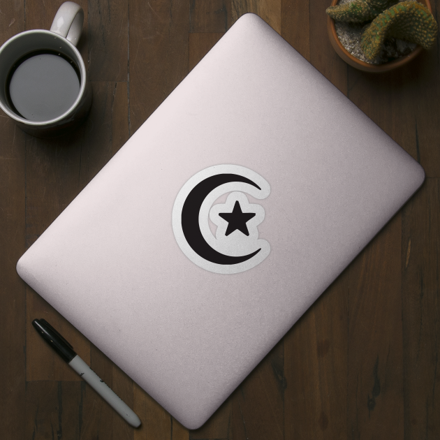 Crescent Moon Star Symbol Logo Icon Silhouette Emoticon by AnotherOne